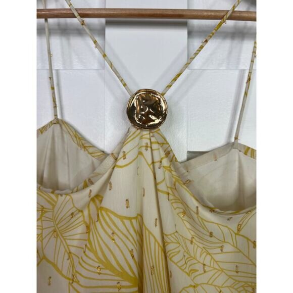 NEW Alexis Halter Neck Spaghetti Straps Ruffle Asia Dress Golden Palms Size: XS - Picture 8 of 9